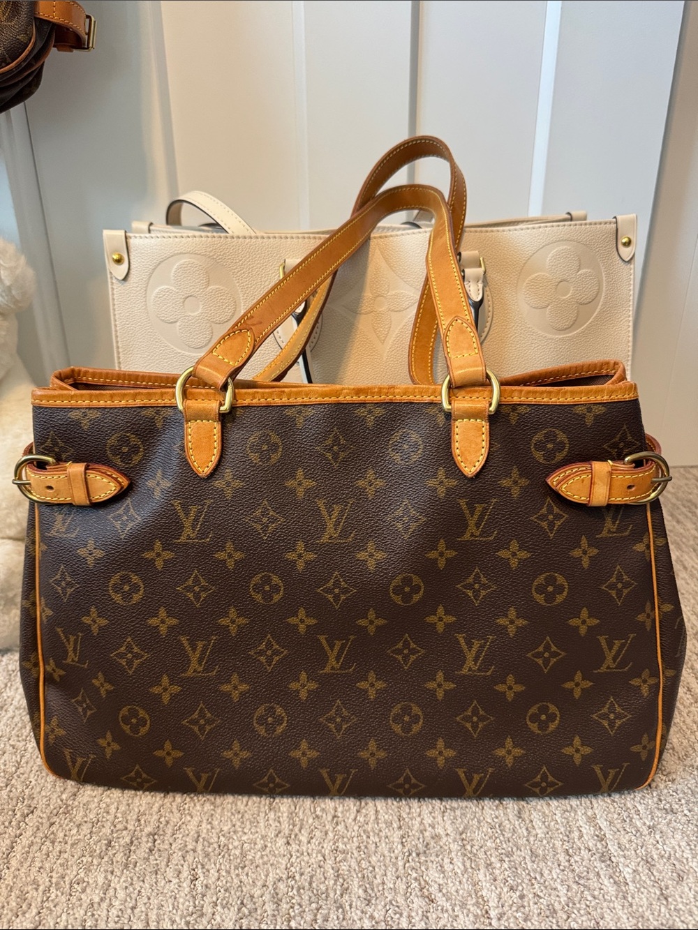 Louis Vuitton Monogram Canvas Shoulder Bag in Brown and Tan